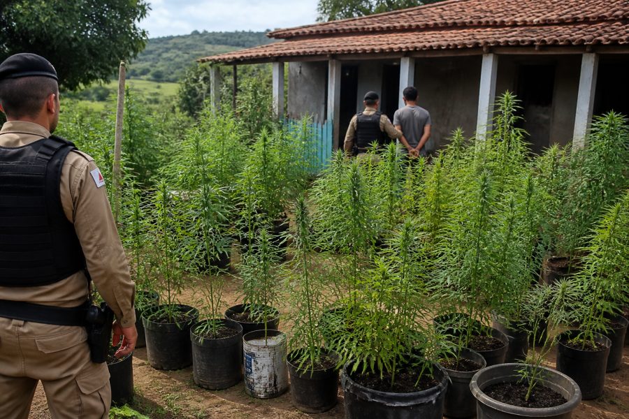 Polícia apreende 139 pés de maconha em sítio durante operação, em Pirapora; um menor foi apreendido