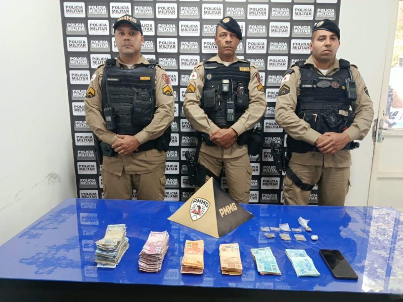 Atitude suspeita de homem leva PM a prender dois suspeitos e apreender mais de R$ 5 mil em Pirapora