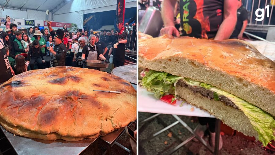 ‘Maior do Brasil’, xis salada gigante leva 200 quilos de pão, 130 quilos de hambúrguer e 300 ovos